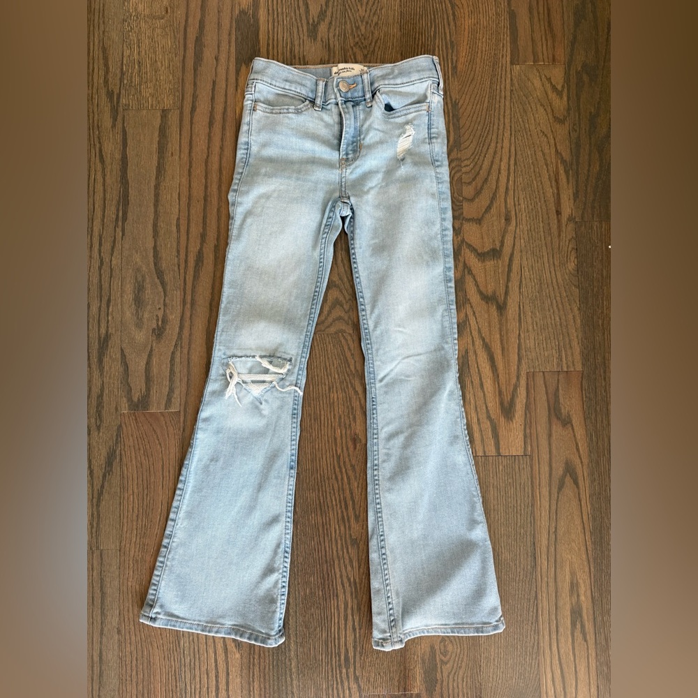 Abercrombie Kids Light Blue Ripped Flare Jeans